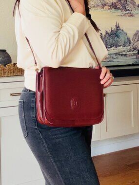 Vintage Cartier Must de Cartier Burgundy Leather Crossbody